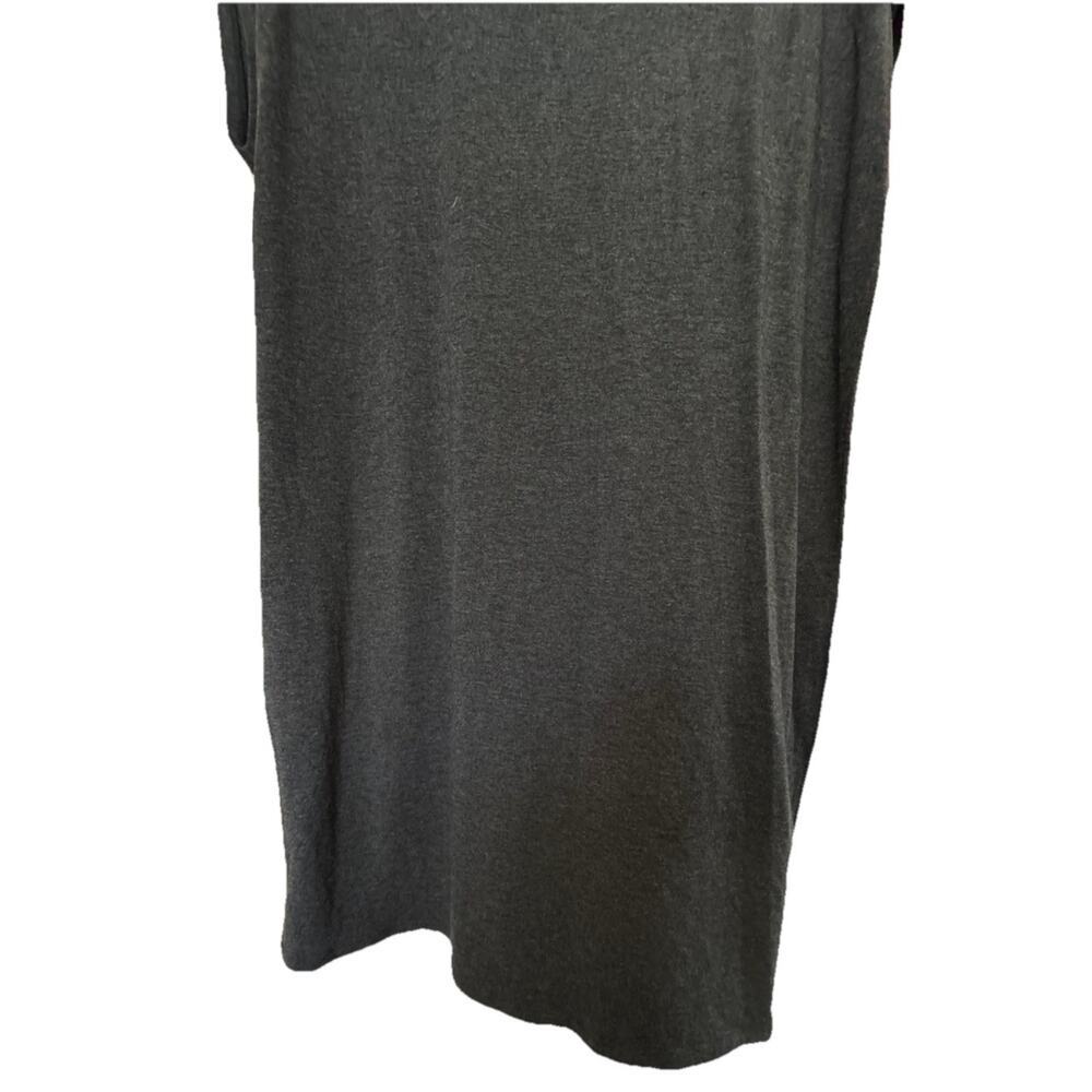 EILEEN FISHER Charcoal Heather Grey Lightweight Slub Knit Shift T-Shirt Dress L - Picture 4 of 7